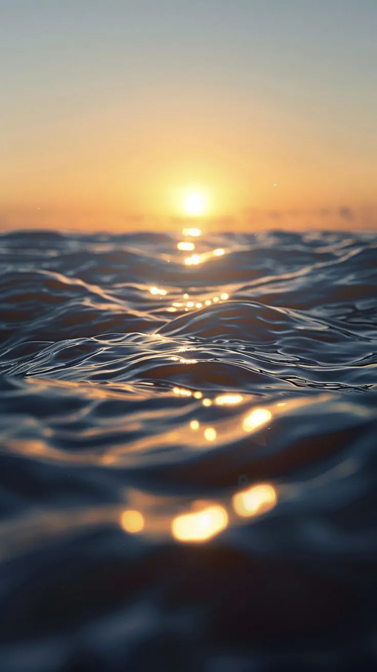 Warm sunset light over a calm water surface